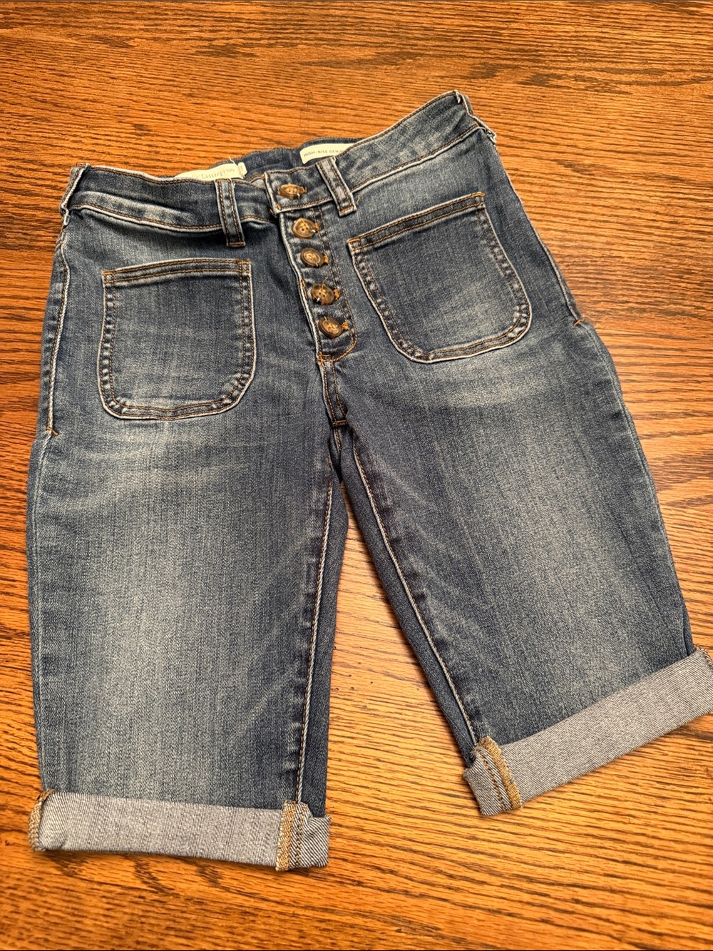 Jorts Pilcro Anthropologie High Rise Cutoff Bermuda Denim Shorts 27